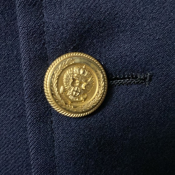 VTG 80’s Era Men’s Wool Nave Blue Blazer With Gold Buttons - 42R / Slim Fit - Picture 2 of 7